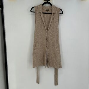 Surkana Sleeveless Belted Cardigan Sweater Vest Size Large